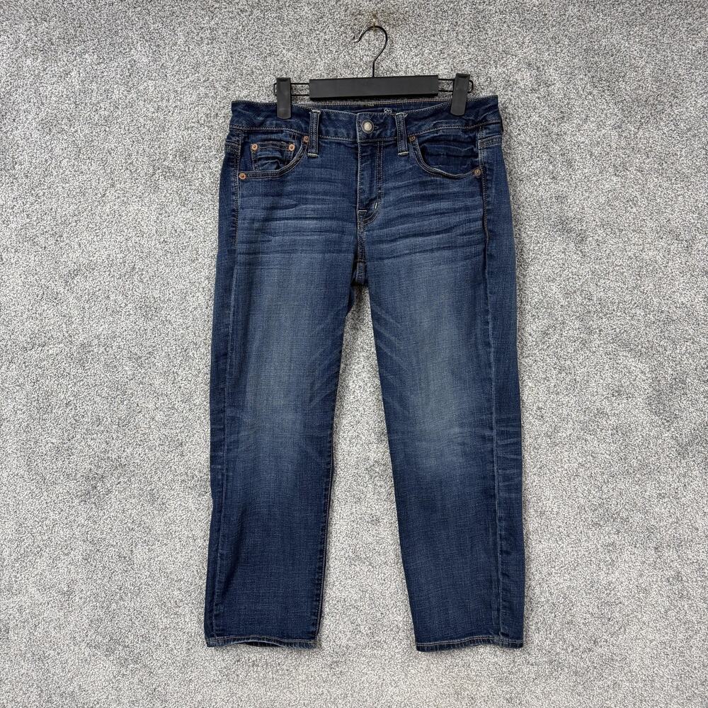 American Eagle Boy Fit Stretch Jeans Womens 4 31x23.5 Blue Crop Denim Indie Y2K